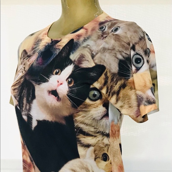 RAGE ON! Fun CAT Photo Print Top Size XS - Picture 4 of 11